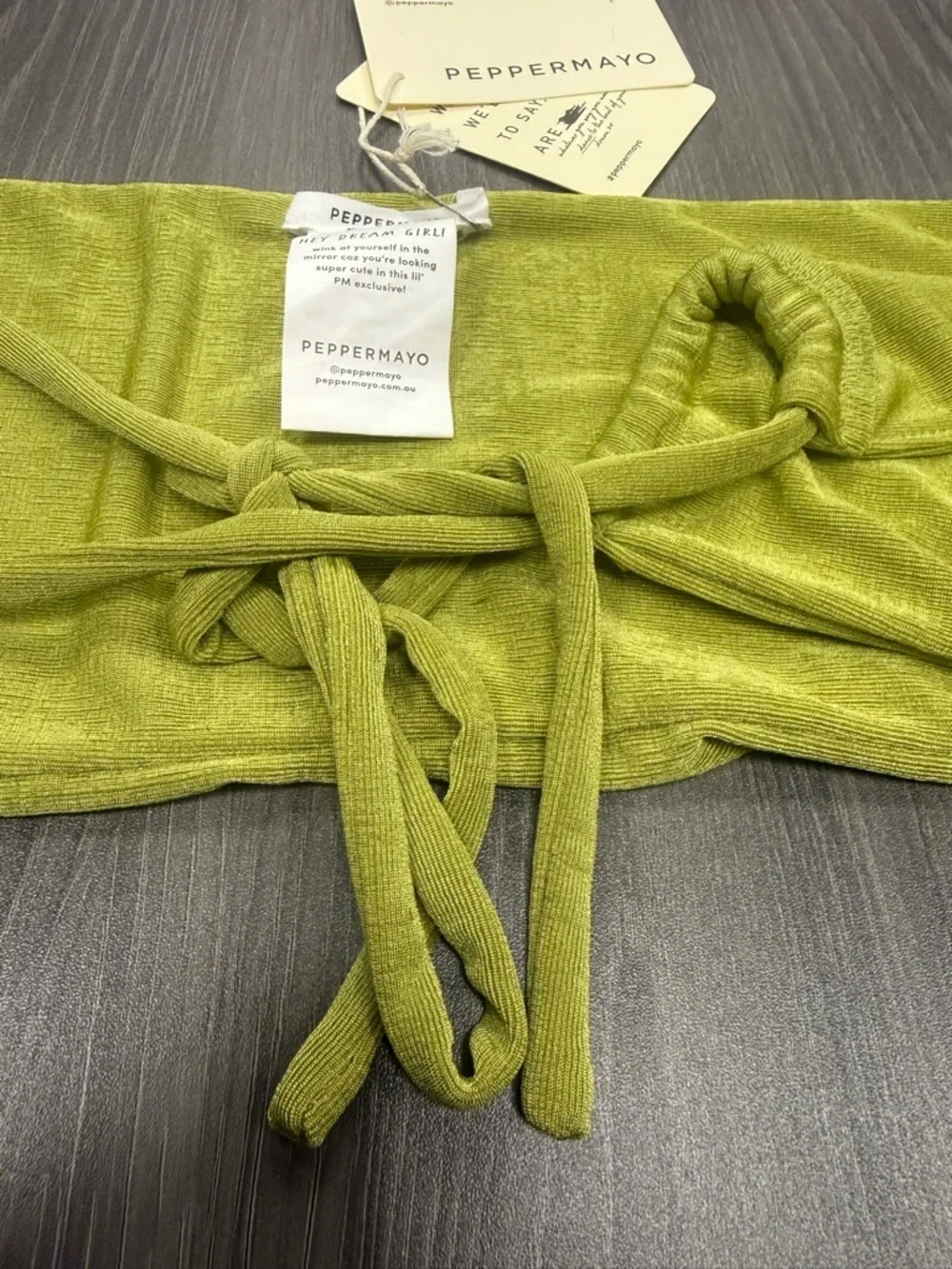 Peppermayo Lime Green Bandeau Tie-Front Pool Suite Crop Top US Size 6